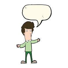 cartoon startled man with speech bubble N39