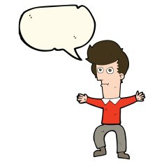 cartoon startled man with speech bubble N40