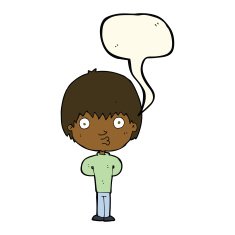 cartoon whistling boy with speech bubble N7