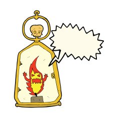 cartoon spooky lantern with speech bubble N7