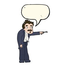 cartoon man trembling with key unlocking speech bubble N6