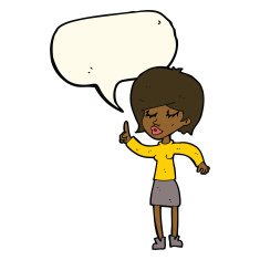 cartoon woman with idea speech bubble N197