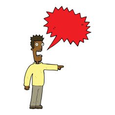 cartoon terrified man with speech bubble N174