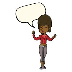 cartoon cool girl with speech bubble N23