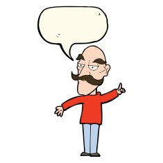 cartoon old man telling story with speech bubble N7