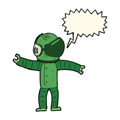 cartoon astronaut with speech bubble N98