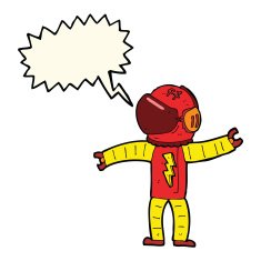 cartoon astronaut with speech bubble N99
