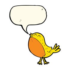 cartoon singing bird with speech bubble N6
