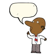 cartoon bald man asking question with speech bubble N8