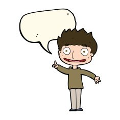 Cartoon happy boy with speech bubble N185