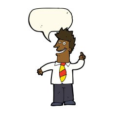 cartoon man with good idea speech bubble N15
