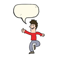 cartoon happy man with speech bubble N361
