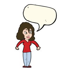 cartoon woman shrugging shoulders with speech bubble N396