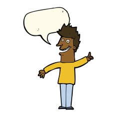 cartoon happy man with speech bubble N363