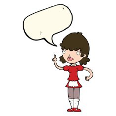 cartoon maid with speech bubble N32