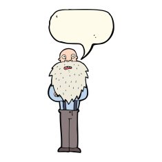 cartoon bearded old man with speech bubble N31