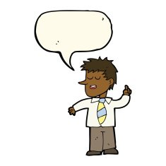 cartoon man with good idea speech bubble N16