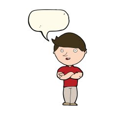 cartoon happy man with speech bubble N364