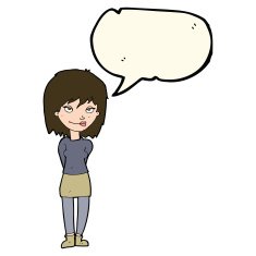 cartoon happy woman with speech bubble N204