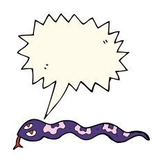 cartoon hissing snake with speech bubble N24