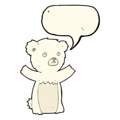 cute cartoon polar bear with speech bubble N66