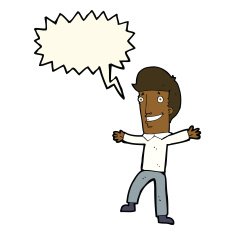 cartoon happy man with speech bubble N370