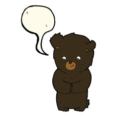 cute cartoon black bear with speech bubble N67