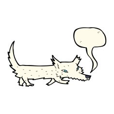 cartoon little wolf with speech bubble N15