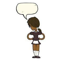 cartoon waitress with speech bubble N20