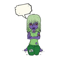 cartoon vampire girl with speech bubble N181