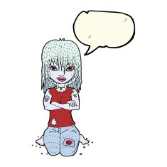 cartoon vampire girl with speech bubble N182