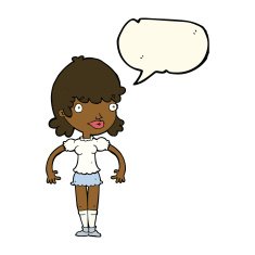 cartoon happy woman with speech bubble N205