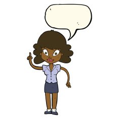 cartoon happy woman with idea speech bubble N8