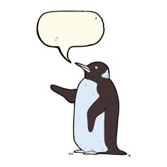 cartoon penguin with speech bubble N7
