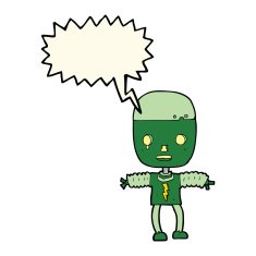 cartoon robot with speech bubble N151