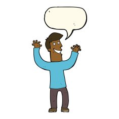 cartoon excited man with speech bubble N56