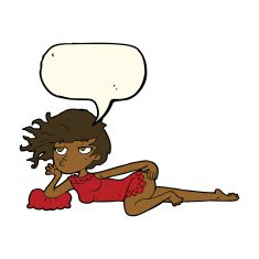 cartoon woman in sexy pose with speech bubble N16