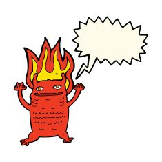 cartoon little monster with speech bubble N24
