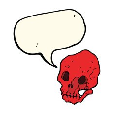 cartoon spooky skull with speech bubble N120