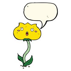 cartoon shocked flower with speech bubble N7