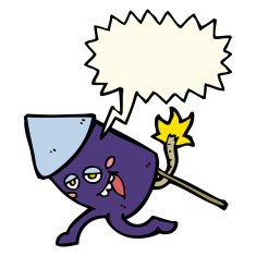 cartoon funny firework character with speech bubble N14
