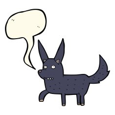 cartoon wild dog with speech bubble N7