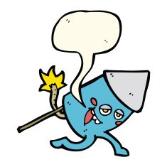 cartoon funny firework character with speech bubble N16