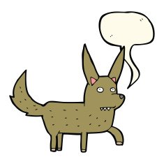 cartoon wild dog with speech bubble N8