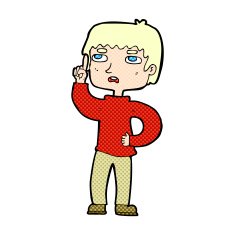 comic cartoon boy with question