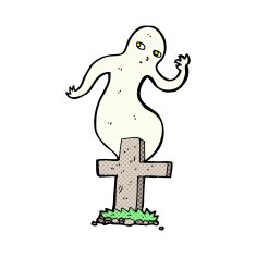 comic cartoon ghost rising from grave