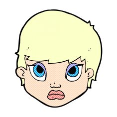 comic cartoon sulking woman