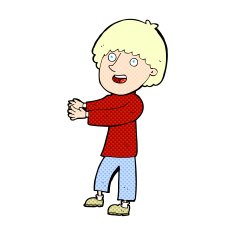 comic cartoon happy man showing