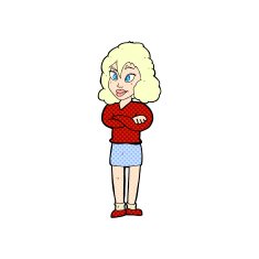 comic cartoon woman with crossed arms