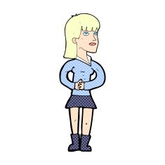 comic cartoon woman waiting